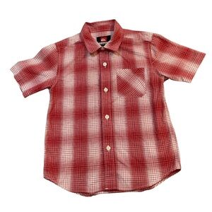 Quiksilver Plaid Button Up Shirt Boys M (6) Red Casual Collared